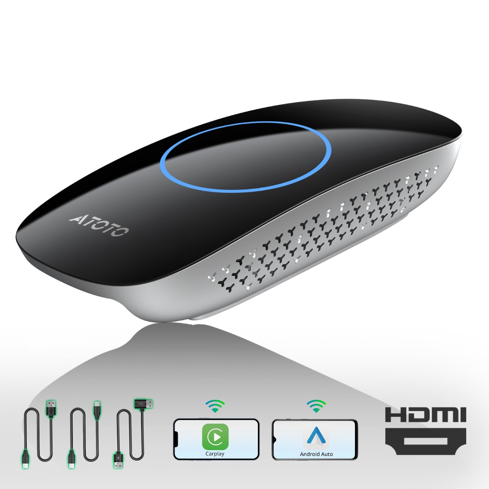 CB4DT-BK ワイヤレスHDMI CarPlay AI Box 4G+32G